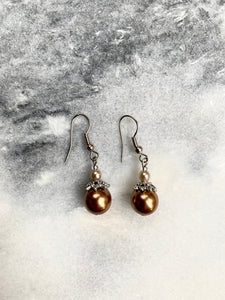 Bronze Pearl Bead Earrings
