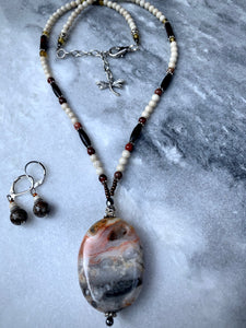 Multi-Colour Agate Stone, Jasper beads with Jasper Earrings