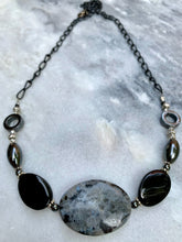 Load image into Gallery viewer, Labradorite Stone, Black Stone, Hematite Stone, Chain Necklace
