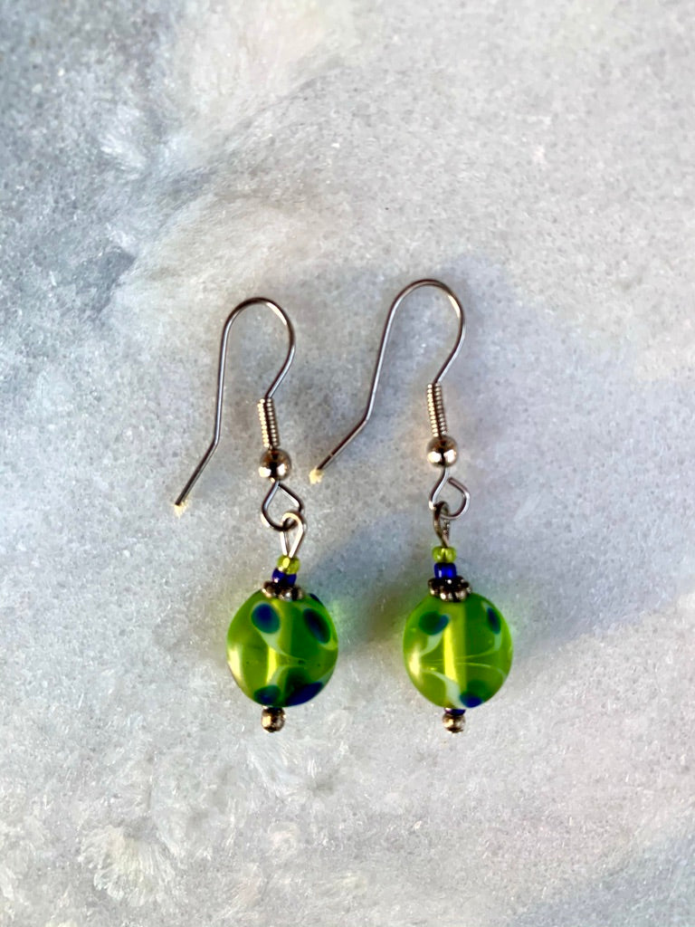 Green and Blue Oval Earrings
