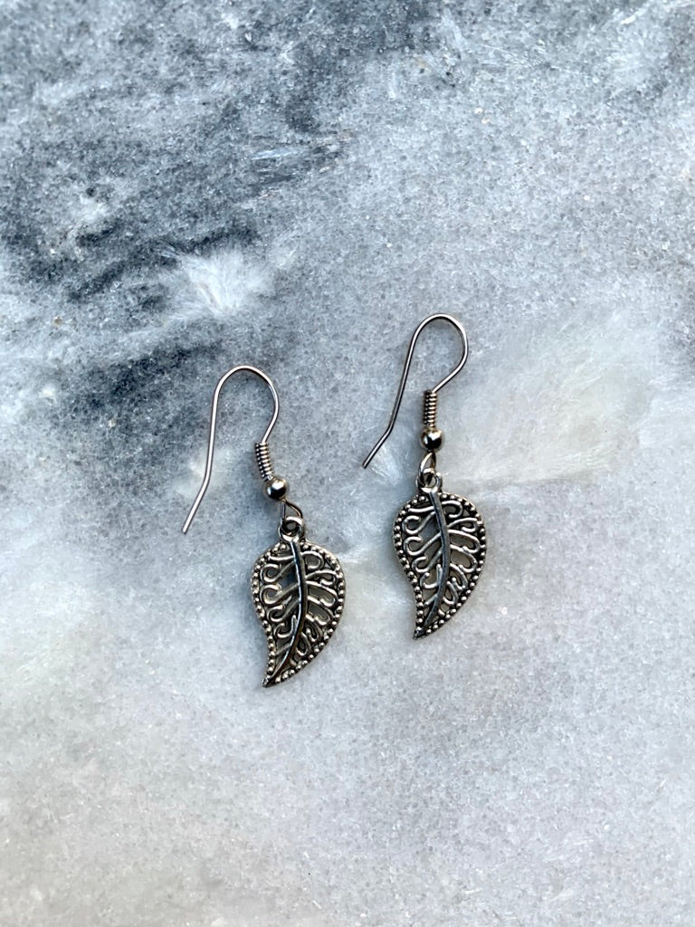 Silver Plated Leaf Earrings